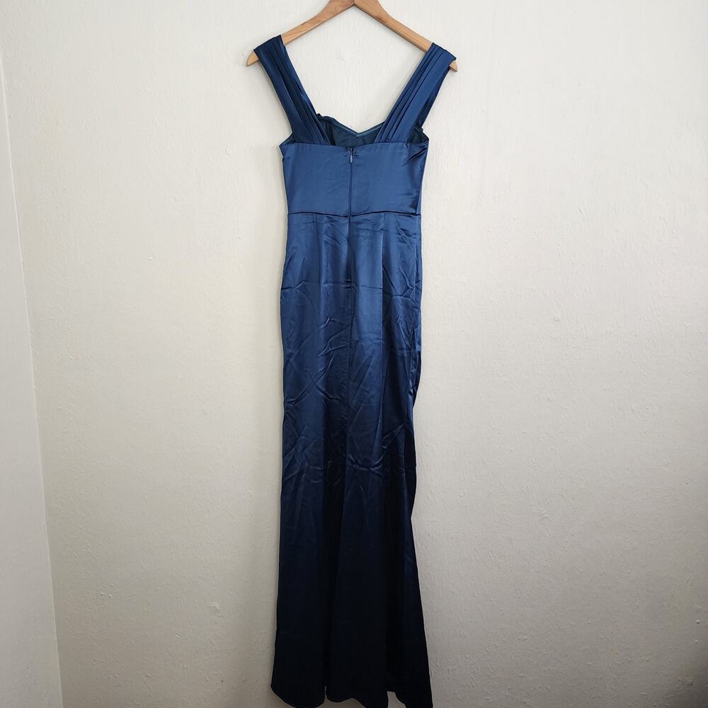 Lulus Stunning Arrival Dark Teal Satin Off-The-Shoulder Maxi Dress Gown XS NEW - Picture 11 of 14